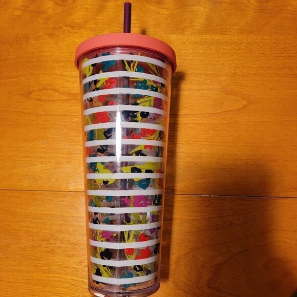 RARE Starbucks 2017 Starbucks 24oz Venti Cold Cup Tumbler Flower Floral Stripes - Picture 3 of 6